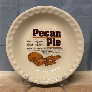 Vintage 1980s Mount Clemens Pottery 10“ Pecan Pie Recipe Plate